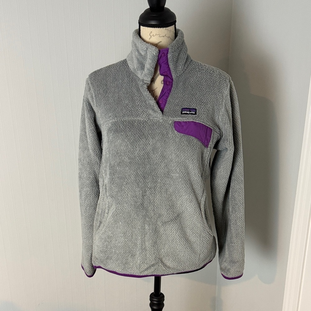 Patagonia Grey Purple Re Tool Snap T Fleece Pullover Jacket M
